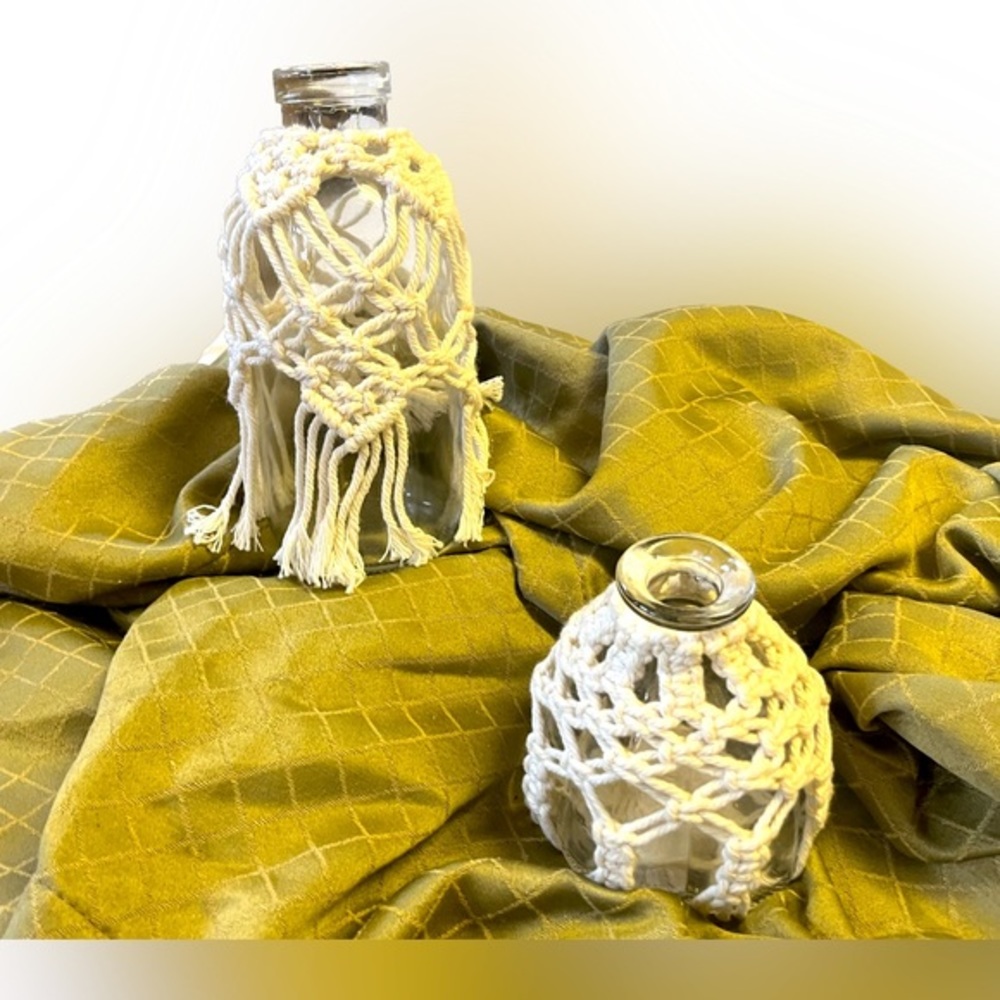 Macramé Wrapped Glass Bottle (Set of 2)